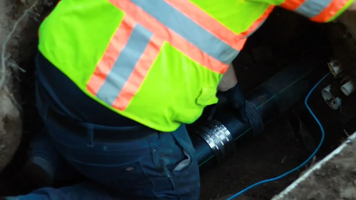 Trenchless sewer pipe replacement equipment at a Sun City, AZ home